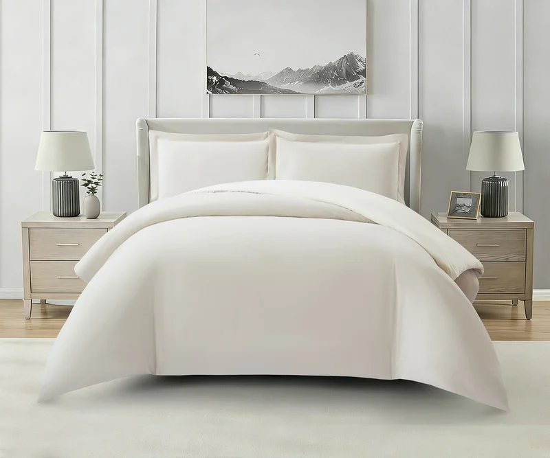 Solid Duvet Cover Set, Fits 150 × 200 cm Bed, Queen Size 4-Piece Set, Brushed Microfiber Without Filler